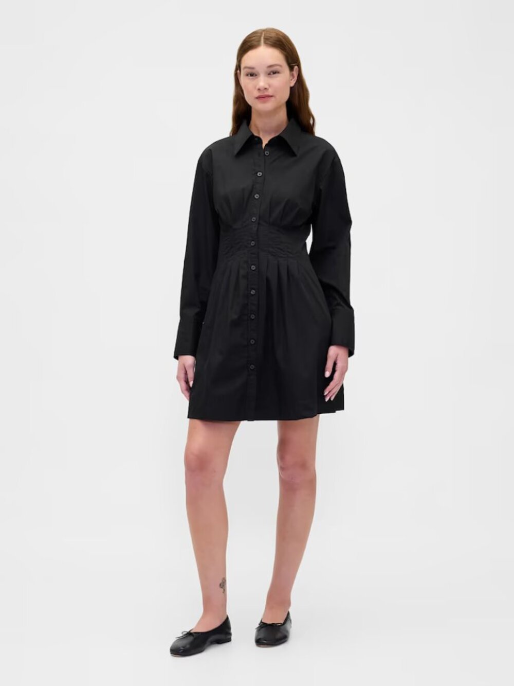 NWT L Black Gap Mini Shirtdress Shirt Dress Lightweight 100% Cotton